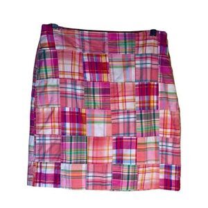 Talbots Pink Madras Patchwork Plaid Skirt Size 2P